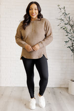 Keeping it Real Brushed Melange Hacci Long Sleeve Tee in Mocha - Maple Row Boutique 