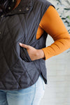 Layering Queen Quilted Puffer Vest in Black - Maple Row Boutique 