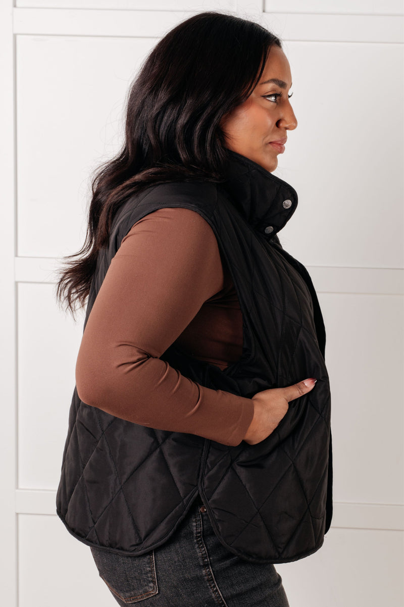 Layering Queen Quilted Puffer Vest in Black - Maple Row Boutique