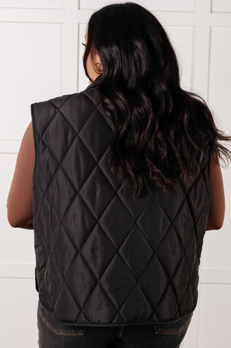 Layering Queen Quilted Puffer Vest in Black - Maple Row Boutique