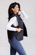 Layering Queen Quilted Puffer Vest in Black - Maple Row Boutique 