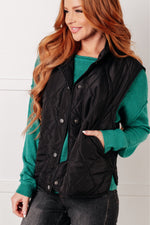 Layering Queen Quilted Puffer Vest in Black - Maple Row Boutique