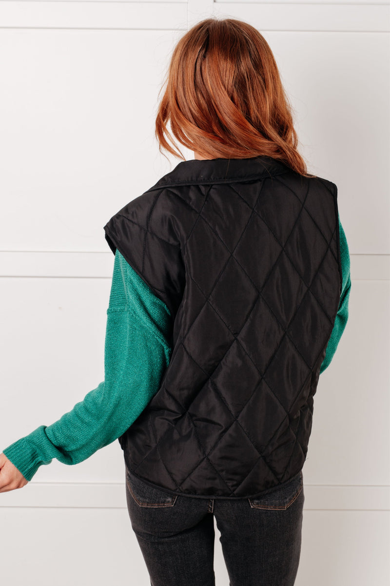 Layering Queen Quilted Puffer Vest in Black - Maple Row Boutique