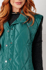 Layering Queen Quilted Puffer Vest in Hunter Green - Maple Row Boutique