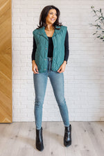 Layering Queen Quilted Puffer Vest in Hunter Green - Maple Row Boutique 