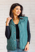 Layering Queen Quilted Puffer Vest in Hunter Green - Maple Row Boutique 