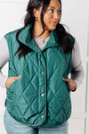 Layering Queen Quilted Puffer Vest in Hunter Green - Maple Row Boutique