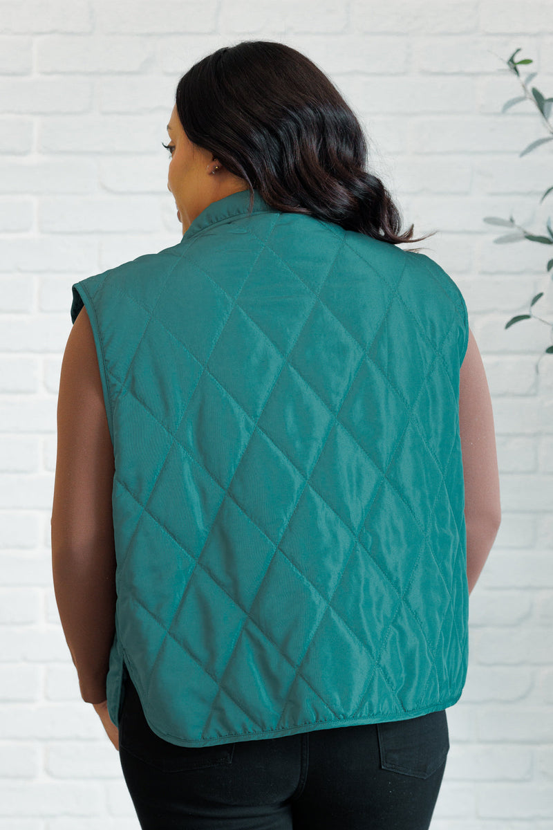 Layering Queen Quilted Puffer Vest in Hunter Green - Maple Row Boutique 