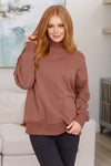 Make No Mistake Mock Neck Pullover in Cocoa - Maple Row Boutique 