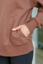 Make No Mistake Mock Neck Pullover in Cocoa - Maple Row Boutique 