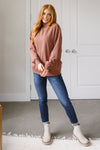 Make No Mistake Mock Neck Pullover in Cocoa - Maple Row Boutique 