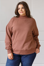 Make No Mistake Mock Neck Pullover in Cocoa - Maple Row Boutique 