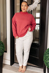 Make No Mistake Mock Neck Pullover in Cranberry - Maple Row Boutique 