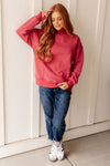 Make No Mistake Mock Neck Pullover in Cranberry - Maple Row Boutique 