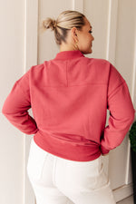 Make No Mistake Mock Neck Pullover in Cranberry - Maple Row Boutique 