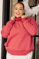 Make No Mistake Mock Neck Pullover in Cranberry - Maple Row Boutique 