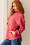 Make No Mistake Mock Neck Pullover in Cranberry - Maple Row Boutique 