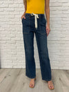 Melanie High Rise Drawstring Wide Leg Jeans - Maple Row Boutique