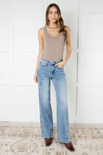 Melia High Rise Side Seam Detail Wide Leg Jeans - Maple Row Boutique