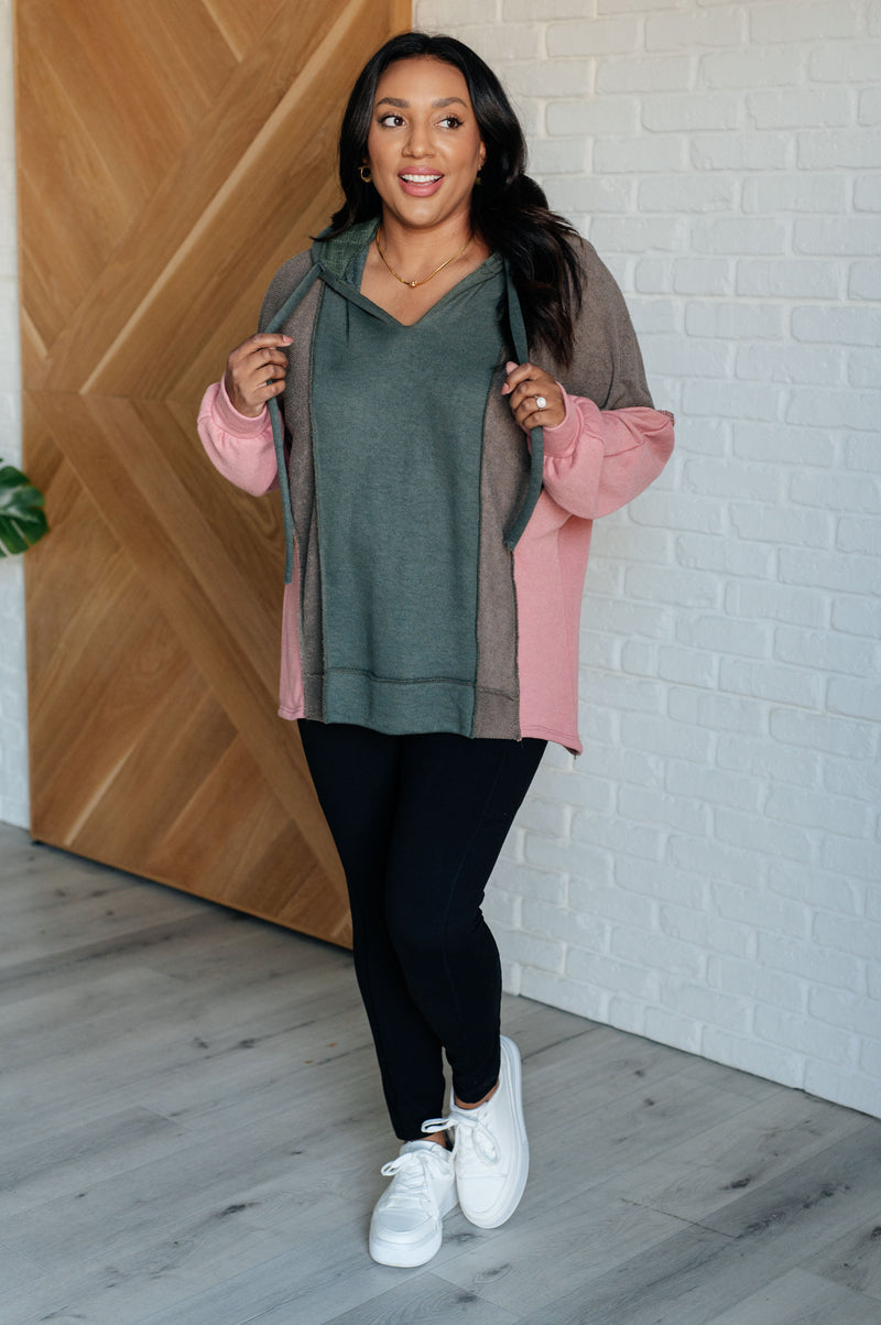 Message Me Back Color Block Hoodie - Maple Row Boutique 