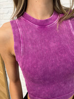 Over and Out Cropped Ribbed Tank in Lt Plum - Maple Row Boutique