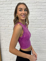 Over and Out Cropped Ribbed Tank in Lt Plum - Maple Row Boutique