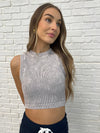 Over and Out Cropped Ribbed Tank in Sleet - Maple Row Boutique