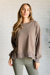 Quick Fix Mineral Wash Crew Neck Pullover in Mocha - Maple Row Boutique 