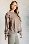 Quick Fix Mineral Wash Crew Neck Pullover in Mocha - Maple Row Boutique 