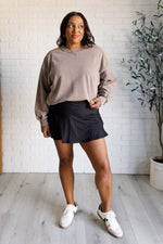 Quick Fix Mineral Wash Crew Neck Pullover in Mocha - Maple Row Boutique 