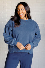 Quick Fix Mineral Wash Crew Neck Pullover in Psychic - Maple Row Boutique 