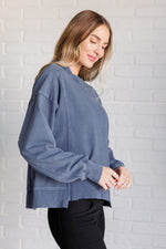 Quick Fix Mineral Wash Crew Neck Pullover in Psychic - Maple Row Boutique 