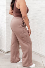 Run, Don't Walk Cargo Sweatpants in Smokey Brown - Maple Row Boutique 