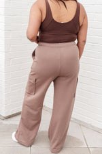 Run, Don't Walk Cargo Sweatpants in Smokey Brown - Maple Row Boutique 