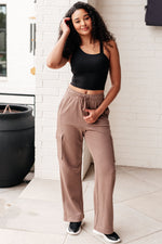 Run, Don't Walk Cargo Sweatpants in Smokey Brown - Maple Row Boutique 