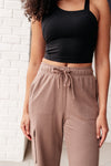 Run, Don't Walk Cargo Sweatpants in Smokey Brown - Maple Row Boutique 