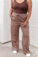 Run, Don't Walk Cargo Sweatpants in Smokey Brown - Maple Row Boutique 