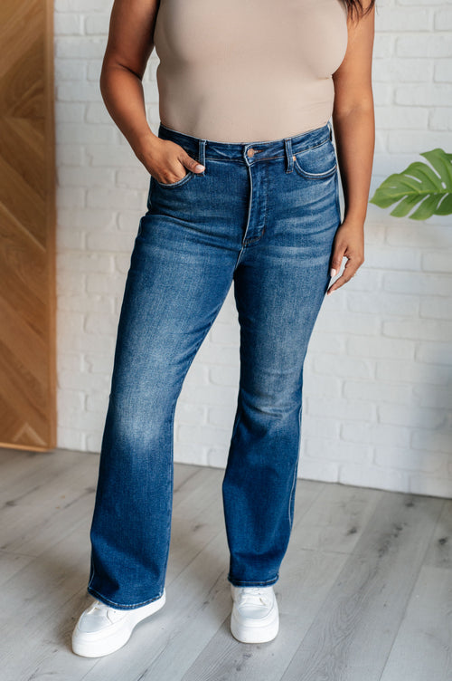 Santana High Rise Control Top Bootcut Jeans (Short Inseam) - Maple Row Boutique 