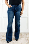 Shannon Mid Rise Rhinestone Detail Flare Jeans - Maple Row Boutique