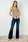 Shannon Mid Rise Rhinestone Detail Flare Jeans - Maple Row Boutique