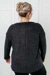 Simple Silhouette Brushed Hacci Sweater in Black - Maple Row Boutique