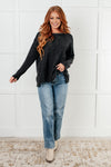 Simple Silhouette Brushed Hacci Sweater in Black - Maple Row Boutique