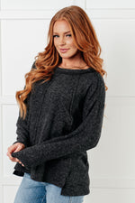 Simple Silhouette Brushed Hacci Sweater in Black - Maple Row Boutique