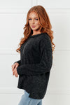 Simple Silhouette Brushed Hacci Sweater in Black - Maple Row Boutique