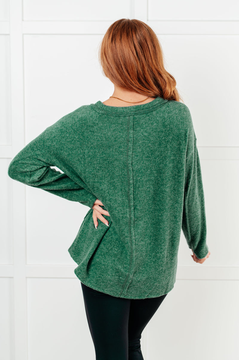 Simple Silhouette Brushed Hacci Sweater in Dark Green - Maple Row Boutique