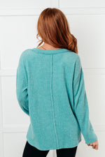 Simple Silhouette Brushed Hacci Sweater in Dusty Teal - Maple Row Boutique