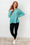 Simple Silhouette Brushed Hacci Sweater in Dusty Teal - Maple Row Boutique