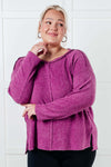 Simple Silhouette Brushed Hacci Sweater in Light Plum - Maple Row Boutique