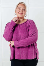 Simple Silhouette Brushed Hacci Sweater in Light Plum - Maple Row Boutique