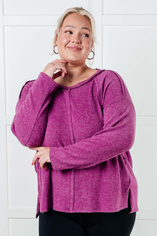 Simple Silhouette Brushed Hacci Sweater in Light Plum - Maple Row Boutique